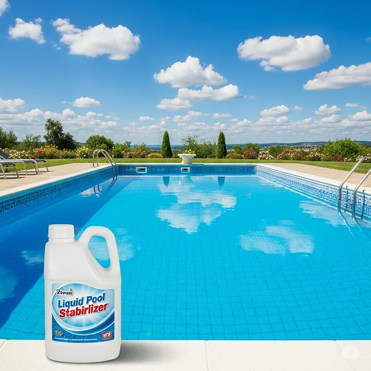 Visual representation of a perfectly balanced swimming pool, showcasing the benefits of using liquid pool stabilizer.