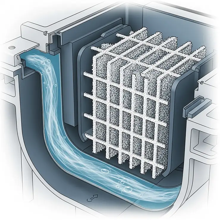 Illustration of a DE pool filter, known for superior filtration and considered one of the best pool filters for inground pools, showing the DE grids.
