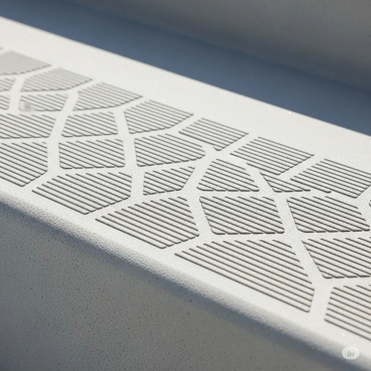Close-up view of non-slip texture on pool steps for above ground pools, enhancing safety.