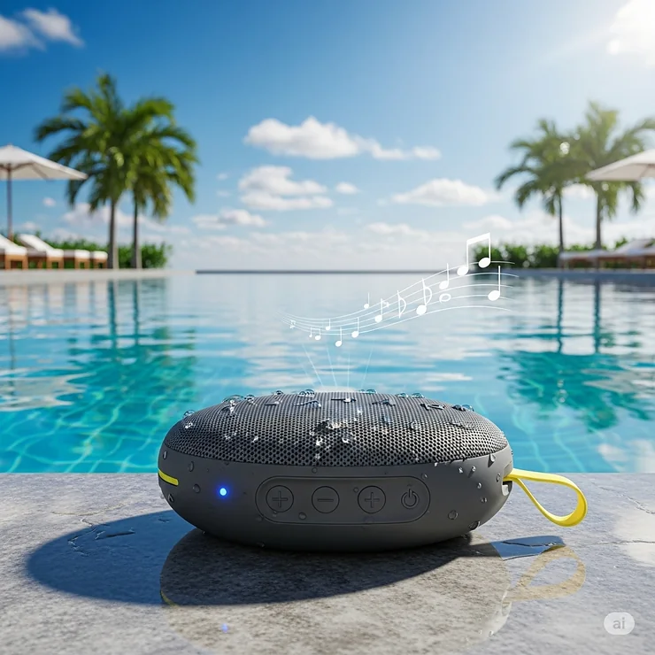 Durable waterproof Bluetooth speaker, a fantastic swimming pool gift for enjoying music poolside without worries.