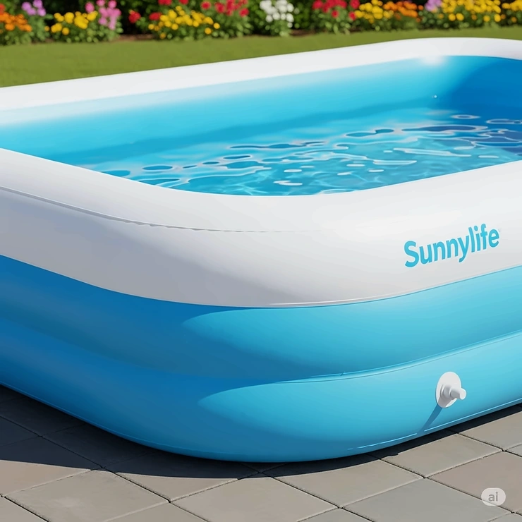 Side-view of a durable Sunnylife inflatable pool showing its sturdy construction.