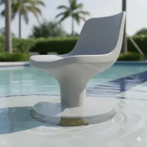 Durable, UV-resistant polyethylene pool stool for in-water use, featuring a contoured seat and a weighted base for maximum stability.