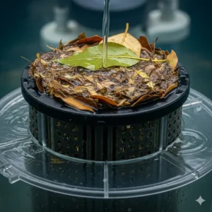 A clogged pump filter basket full of leaves, highlighting the importance of using a good pool leaf cleaner to protect your pool's system.