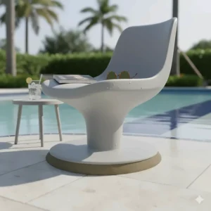 Versatile pool stools that can be used both submerged in the water and on the deck or patio as traditional outdoor seating.