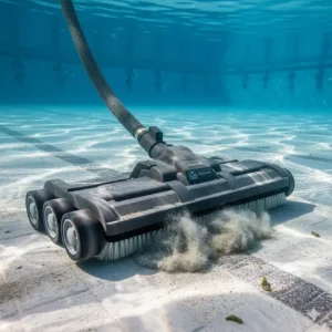 Heavy-duty, commercial-grade pool vacuum head built for rigorous cleaning of large public or private pools.