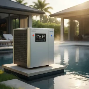 Versatile pool heater and swimming pool chiller combo unit providing year-round temperature regulation for optimal comfort.