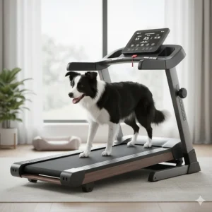 Close-up of an adjustable dog treadmill used to provide controlled exercise for active breeds.