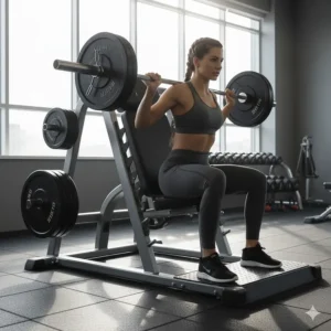 A specialized, dedicated hip thrust machine designed for safe and maximal loading to target the glutes specifically.