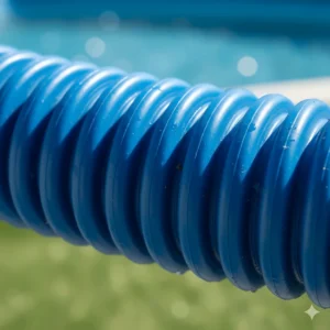Texture of the heavy-duty, flexible vinyl material used for a quality pool vacuum hose for above ground pool cleaning.