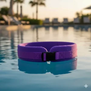 Adjustable flotation belt worn around the waist, essential aqua fitness equipment for deep-water running and cardiovascular workouts.