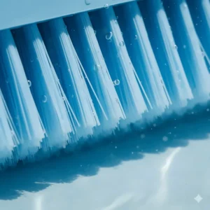 Close-up of soft, non-abrasive bristles on a specialized pool brush designed to protect delicate vinyl liners while cleaning.