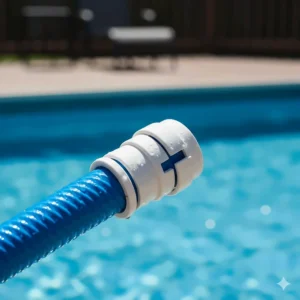 The swivel cuff feature on a pool vacuum hose, designed to prevent twisting and tangling during vacuuming.