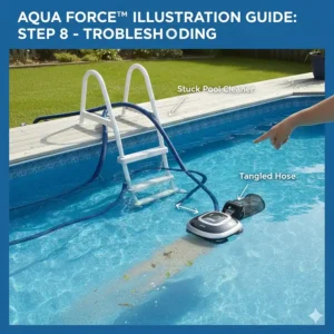 Tips for troubleshooting when the pressure side pool cleaner gets stuck near the pool steps.