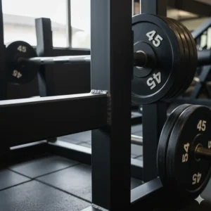 Close-up view of the welded steel frame and heavy-duty construction of professional plate loaded gym equipment, highlighting its durability.