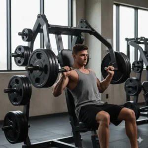 A high-performance plate loaded chest press machine, perfect for building upper body strength and pectoral muscles.