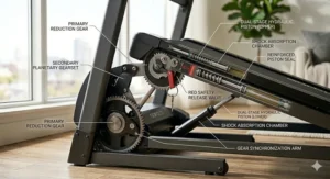 Diagram of a multi-layer running belt designed for shock absorption and joint protection.
