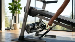 A diagram highlighting different incline percentages on a folding treadmill to simulate hill climbing.