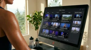 Graphic showing different workout categories available with a Peloton treadmill subscription.
