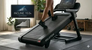 Infographic showing the 0% to 15% incline range of the Peloton Tread compared to the Tread Plus.