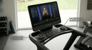 Close-up of the intuitive rolling knobs on the Peloton Tread for seamless speed and incline adjustments.