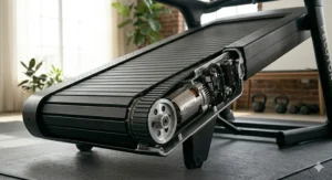 Technical illustration comparing the motor horsepower and speed capabilities of the two Peloton treadmill models.
