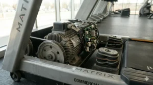 Comparison matrix breaking down labor, parts, and motor coverage periods for a standard commercial treadmill warranty.