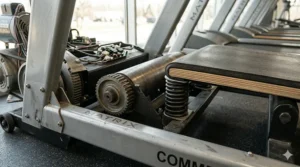 Certified technician performing on-site repairs and maintenance under a commercial treadmill warranty agreement.