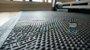 Close-up technical illustration of the anti-slip textured surface that keeps the treadmill securely in place during high-intensity running.