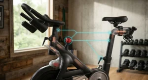 Ergonomic adjustable handlebars and seat setup on a silent belt drive exercise bike