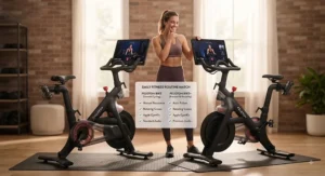 Happy athlete deciding which Peloton bike model best fits their daily fitness routine