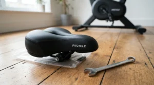Unboxing a brand new aftermarket bike seat for peloton alongside standard replacement tools