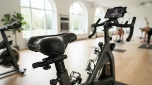 A heavy-duty stationary bicycle featuring bariatric bike seats upgraded with an extra-soft oversized bike seat cushion.