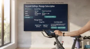 Step-by-step account settings interface for managing or updating an Echelon bike subscription.