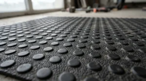 Close-up view of a high-density rubber heavy duty bike mat showing textured surface grip.